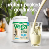 Vega Original Protein Powder, Creamy Vanilla Plant Based Protein Drink Mix for Water, Milk and Smoothies, 32.5 oz