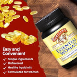 Barlean's Essential Woman Capsules, Hormonal Balance Supplement for Women, Flaxseed, Evening Primrose Oil & Soy Isoflavones, Omega 3 6 9 and GLA for Healthy Hair and Skin, 120 Count