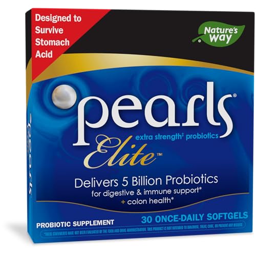 Nature's Way Probiotic Pearls Elite Extra Strength for Men and Women, Colon, Digestive, and Immune Health Support* Supplement, 30 Softgels