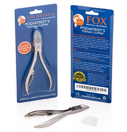 Fox Medical Equipment Toenail Clippers - Professional Nail Clippers for Thick and Ingrown Nails - Precision Toenail Clipper - Best Nippers for Thick Toenails - Stainless Steel Soft Grip Nail Clipper