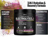 Electrolyte Powder Recovery Drink (90 Servings | Lemon Berry) w Real Salt +BCAAs +B-Vitamins Sugar Free Electrolyte Supplement w Potassium Zinc & Magnesium for Hydration - Keto Electrolytes