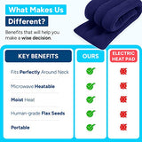SunnyBay Microwave Heating Pad, Microwavable Heated Neck and Shoulder Wrap for Moist Hot or Cold Therapy, Lightly Weighted with Moldable Flaxseed, Cotton and Fleece Surface, 26x6 Inches, Navy Blue