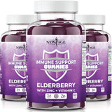 NEW AGE Immune System Support Gummies - Sambucus Black Elderberry Gummies with Vitamin C and Zinc (Immune Support 180 Gummies)