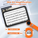 30X 5X Large Magnifying Glass for Reading Full Book Page Magnifying Glass Folding Handheld Magnifier for Seniors Reading Newspaper, Maps Great Gift for Low Visions Orange