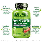NATURELO Bone Strength - Plant-Based Calcium, Magnesium, Potassium, Vitamin D3, VIT C, K2 - GMO, Soy, Gluten Free Ingredients - Whole Food Supplement for Bone Health - 240 Vegetarian Capsules