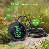 Reptile Tank Thermometer, PAIZOO LED Digital Reptile Thermometer and Humidity Gauge Hygrometer for Reptile Tank Snake Tank Accessories Pet Rearing Box with 55.2” Cable USB Power Supply- Black