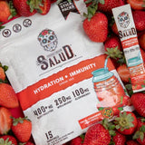 Salud 2-in-1 Hydration and Immunity Electrolytes Powder, Strawberry - 15 Servings, Fresa Agua Fresca Drink Mix, Elderberry, Dairy & Soy Free, Non-GMO, Gluten Free, Vegan, Low Calorie, 1g of Sugar