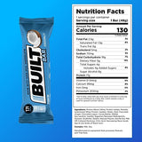 Built Bar 12 Pack High Protein Energy Bars | Gluten Free | Chocolate Covered | Low Carb | Low Calorie | Low Sugar | Delicious Protien | Healthy Snack (Coconut)