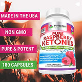 FRESH HEALTHCARE Pure 100% Raspberry Ketones Max 1000mg Per Serving - 3 Month Supply Non GMO - Advanced Weight Loss Support - 180 Capsules