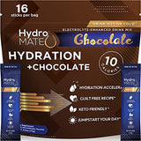 HydroMATE Electrolyte Powder Packets Drink Mix Low Sugar Hydration Accelerator Fast Recovery with Vitamin C Chocolate 16 Count