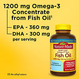 Nature Made Burp Less Omega 3 Fish Oil 1200 mg, Fish Oil Supplements as Ethyl Esters, Omega 3 Fish Oil for Healthy Heart, Brain and Eyes Support, One Per Day, Omega 3 Supplement with 120 Softgels