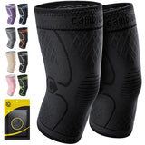 CAMBIVO 2 Pack Knee Braces for Knee Pain, Knee Compression Sleeve for Men and Women, Knee Support for Meniscus Tear, Running, Weightlifting, Workout, ACL, Arthritis, Joint Pain Relief (Black,X-Large)