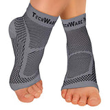 TechWare Pro Ankle Brace Compression Sleeve - Relieves Achilles Tendonitis, Joint Pain. Plantar Fasciitis Foot Sock with Arch Support Reduces Swelling & Heel Spur Pain. (Gray, S/M)