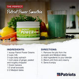 Patriot Power Greens: Green Drink - Organic Superfood Dietary Supplement - 40+ Fruits & Vegetables - 60 Day Supply - 11.43 Ounce