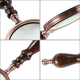 MSLAN Magnifying Glass,10X Antique Copper Handheld with Wooden Handle and Real Glass,Best Reading Magnifier for Elderly,Macular Degeneration