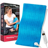 Electric Heating Pad for Cramps, Back, Abdomen, Shoulder, Neck Pain Relief - Soft Heat Pad for Moist and Dry Heat Therapy - LCD Controller with 10 Fast-Heating Settings, Auto Shut Off, XL 12 X 24