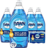 Dawn Ultra Dishwashing Liquid Dish Soap (4x19.4 Fl oz) + Non-Scratch Sponge (2 Count), Original Scent