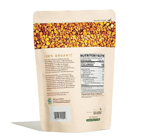 Greenbow Organic Bee Pollen - 100% USDA Certified Organic, Non-GMO, Pure, & Natural Bee Pollen - Superfood Packed w/Proteins, Vitamins & Minerals (8oz)