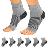 Plantar Fasciitis Sock (6 Pairs) for Men and Women, Compression Foot Sleeves with Arch and Ankle Support (Gray, X-Large)