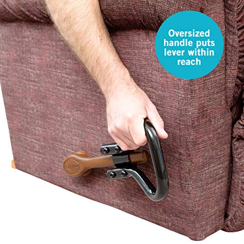 Stander Recliner Lever Extender, Oversized Grip Handle Adapter for Adults, Seniors, and Elderly, Extension Handle with Large Ergonomic Curve Grab Bar, Compatible with Wooden Recliner Handles - Black