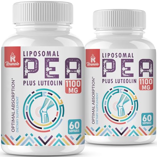 Liposomal Palmitoylethanolamide 1000 mg + Luteolin 100 mg, Micronized Pea 99% Highly Purified - Enhanced Absorption and Bioavailability, 120 Softgels(120-Day Supply)