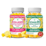 Collagen and Vitamin D3 Gummies Bundle - Non-GMO, Gluten Free, No Corn Syrup, All Natural Supplements- 60 ct Collagen Gummies and 60 ct Vitamin D3 Gummies - 30 Days Supply