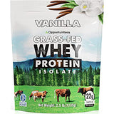 Opportuniteas Vanilla Whey Protein Powder - Grass Fed Whey Isolate + Real Sugar & Vanilla Flavor - Perfect for Shakes, Smoothies, Drinks, Cooking & Baking - Non GMO & Gluten Free - 2.5lb