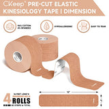 CKeep 4 Rolls Kinesiology Tape, Original Cotton Elastic Athletic Tape, 20 Precut 10" Strips Each, Beige, Ideal for Muscle Support & Injury Prevention