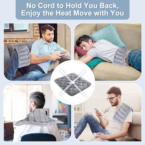 SuzziPad Microwavable Heating Pads for Neck and Shoulder Back Pain, 7x18 Cramps Relief Heating Pad Microwavable, Moist Hot Pack for Pain Relief, Unscented Heat Pack for Aches, Sore Muscle, Gray