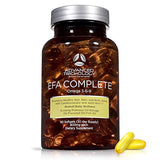 EFA Complete with Optimal Omega 3 6 9 Levels of Potency Flax Oil, Fish Oil, Borage Oil, and Evening Primrose Oil 800mgs (90count) 3rd Party Tested - High in GLA and 369 Omegas