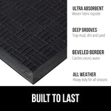 Gorilla Grip 100% Waterproof All-Season WeatherMax Doormat, Durable Natural Rubber, Stain and Fade Resistant, Low Profile, Indoor Outdoor Door Mats, Easy Clean Patio Entrance Mat, 17x29, Midnight Maze