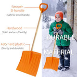 CHEERBANK Snow Shovels for Kids, 3PCS 34" Long Plastic Kids Snow Shovel, Gifts for Boys and Girls Age 5-12 Birthday Christmas(Orange)