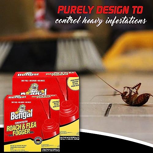 Bengal Roach fogger - Roach Killer - Roach Killer Indoor infestation - foggers for Home Indoor - pest Control foggers - Roach fogger- Available with Premium Quality Centaurus AZ Gloves- 2 Pack