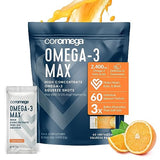 Coromega MAX High Concentrate Omega 3 Fish Oil, 2400mg Omega-3s with 3X Better Absorption Than Softgels, 60 Single Serve Packets, Citrus Burst Flavor; Anti Inflammatory Supplement with Vitamin D