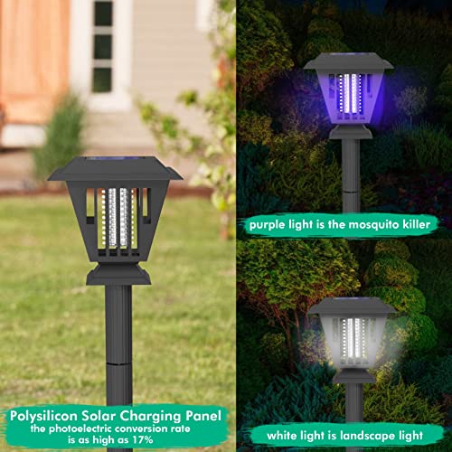 2 Pack Solar Bug Zapper Outdoor Solar Mosquito Zapper Powered Bug Zapper LED Mosquito Killer Light Lamp for Indoor and Garden Use