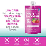 Designer Wellness Protein Smoothie, Real Fruit, 12g Protein, Low Carb, Zero Added Sugar, Gluten-Free, Non-GMO, No Artificial Colors or Flavors, Raspberry Passion Fruit, 12 Count