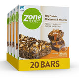 ZonePerfect Protein Bars | 10g Protein | 18 Vitamins & Minerals | Nutritious Snack Bar | Salted Caramel Brownie | 20 Bars