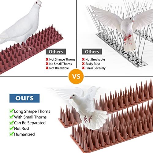 Bird Spikes, 20 Pack Bird Squirrel Raccoon Pigeon Cat Animal Deterrent Spikes for Outside Anti Bird Defender Spikes Outdoor to Keep Birds Away