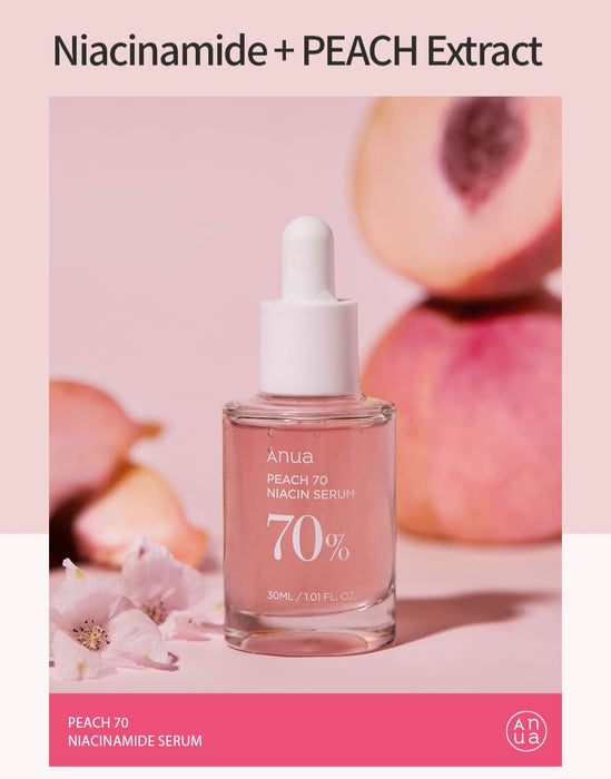 Anua Peach 70% Niacinamide Serum 30ml / brightening hydrating face serum hyperpigmentation treatment/daily clean beauty (1.01 fl. oz.)