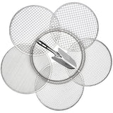 Soil Sieve Garden Potting Riddle Sieve Stainless Steel Soil Sieve Set, With 5 Interchangeable Filter Mesh Sizes 3,6,9,10,12mm and Bonus Spade