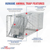 LifeSupplyUSA Humane Live Animal Trap - Catch and Release 1-Door Cage Trap for Rats, Feral Cats, Raccoons, Rabbits, Skunks, Squirrels, Similar Sized Animals - No Kill Easy Trapping (24"x7"x7")