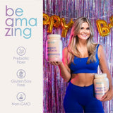BEAM Be Amazing Vegan Protein Powder | 20g Plant-Based Protein with Prebiotics Fibers | Sugar-and-Gluten-Free Shake Mix, Low Carb Non-Dairy Smoothie | Birthday Cake, 25 Servings