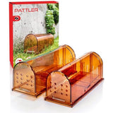 PATTLER® | Humane Mouse Trap for Indoor and Outdoor Home | Mechanical Reusable Live Mouse Traps Catch and Release Mice from Garden, Garage, Attic, Inn, Hotel | Orange | Pack of 2