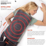 Calming Heat Massaging Weighted Heating Pad by Sharper Image- Electric Heating Pad with Massaging Vibrations, Auto-Off,12 Settings- 3 Heat, 9 Massage- 27 Relaxing Combinations, 12” x 24”, 4 lbs