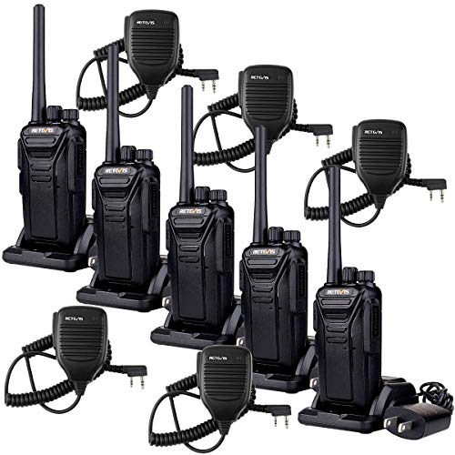 Retevis RT27 Walkie Talkies,Two Way Radio with Shoulder Speaker Mic,2 Way Radios Long Range,USB Charging Base,Local Alarm,Walkie Talkie for Adults Construction Site School Security(5 Pack)