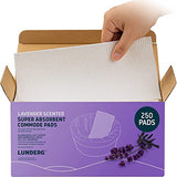 Lunderg Lavender Scented Super Absorbent Commode Pads - Medical Grade Value Pack 250 Count - for Bedside Commode Liners Disposable, Adult Commode Chair, Portable Toilet Bags - Light Scent