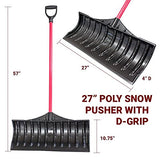 Bully Tools 27″ Poly Snow Pusher with Fiberglass Handle and Poly D-Grip