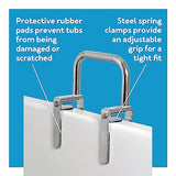 Carex Health Brands Bathtub Rail with Finish Bathtub Grab Bar Safety Bar for Seniors and Handicap for Assistance Getting in and Out of Tub, Easy to Install on Most Tubs, Chrome, 1 Count