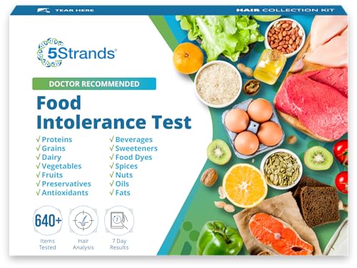 5Strands Food Intolerance Test, 650 Items Tested, Food Sensitivity at Home Test Kit, Accurate Hair Analysis, Health Results in 5 Days, Gluten, Soy, Dairy, Protein