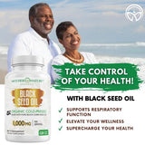 Black Seed Oil Capsules - 120 Count (Organic, Non-GMO Liquid) Premium Cold Pressed Black Cumin Seed Oil - 500mg Each, 1000mg Per Serving w/Omega 3,6, 9